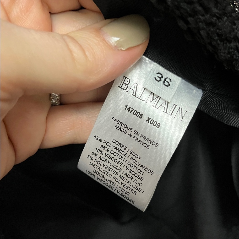 Balmain Black Tweed Cropped Striped Jacket - Picture 8 of 9